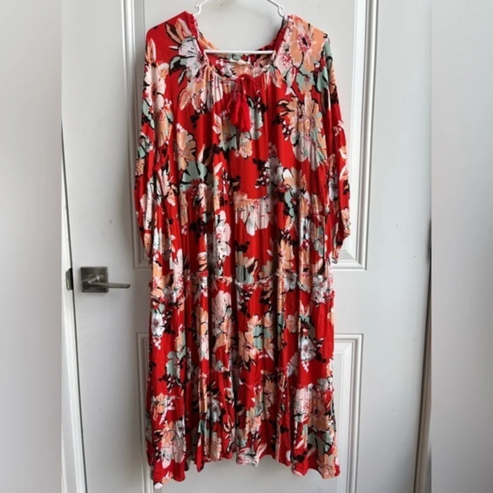 Easel Women’s Floral Boho Smock Dress